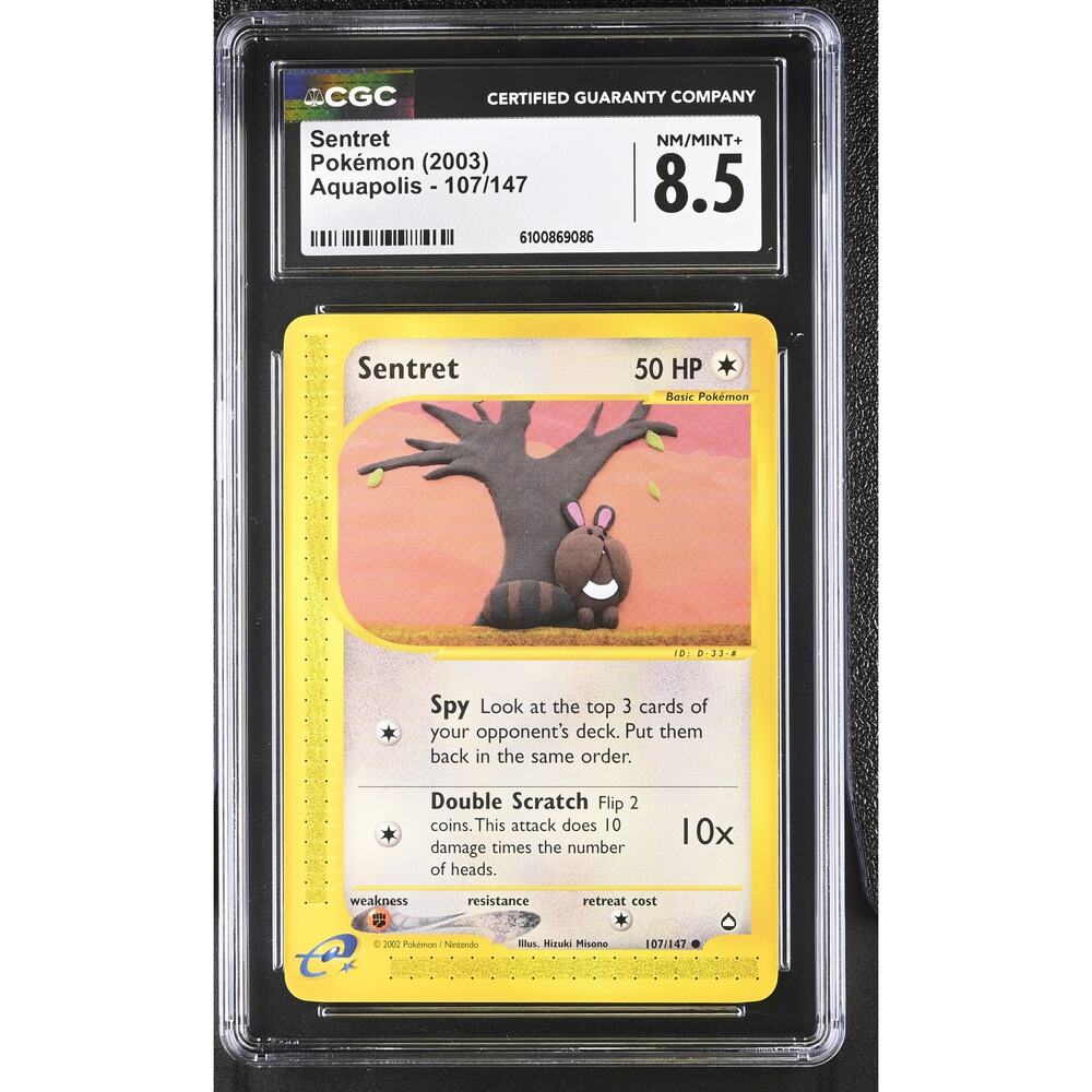 CGC 8.5 NM/MINT+ Sentret 107/147 Pokémon Aquapolis 2003 Non Holo Graded Card